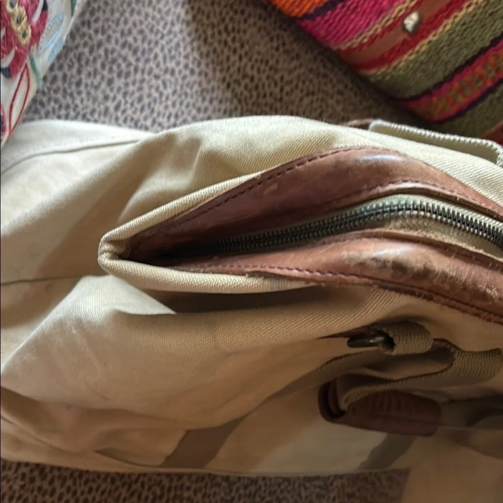 Vintage Khaki and Brown Men's Bag